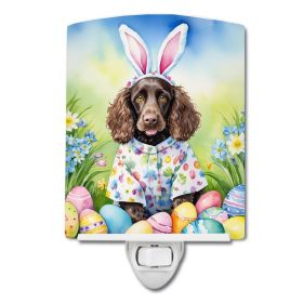 NEW Water Spaniel Easter Egg Hunt Ceramic Night Light Compact, UL-Certified, Ideal for Bedroom, Bathroom, Nursery, Hallway, Kitchen, 6x4x3, Multicolor