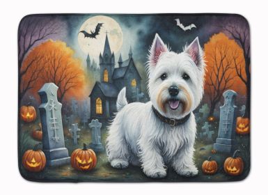 Westie Spooky Halloween Memory Foam Kitchen Mat Machine Washable Anti-Fatigue Mat Cushion Comfort Bath Mat or Kitchen Rug