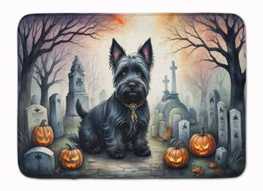 Scottish Terrier Spooky Halloween Memory Foam Kitchen Mat Machine Washable Anti-Fatigue Mat Cushion Comfort Bath Mat or Kitchen Rug