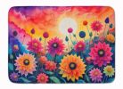 Dahlias in Color Memory Foam Kitchen Mat Machine Washable Anti-Fatigue Mat Cushion Comfort Bath Mat or Kitchen Rug
