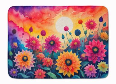 Dahlias in Color Memory Foam Kitchen Mat Machine Washable Anti-Fatigue Mat Cushion Comfort Bath Mat or Kitchen Rug
