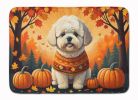 Bichon Frise Fall Memory Foam Kitchen Mat Machine Washable Anti-Fatigue Mat Cushion Comfort Bath Mat or Kitchen Rug