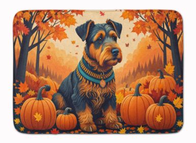 Airedale Terrier Fall Memory Foam Kitchen Mat Machine Washable Anti-Fatigue Mat Cushion Comfort Bath Mat or Kitchen Rug