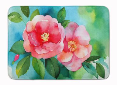 Alabama Camellia in Watercolor Memory Foam Kitchen Mat Machine Washable Anti-Fatigue Mat Cushion Comfort Bath Mat or Kitchen Rug