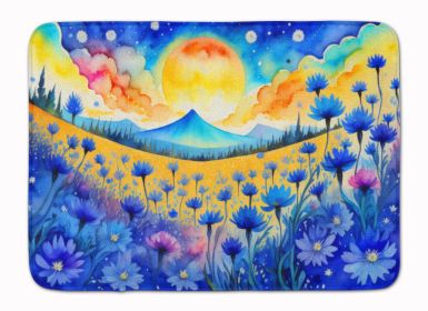 Blue Cornflowers in Color Memory Foam Kitchen Mat Machine Washable Anti-Fatigue Mat Cushion Comfort Bath Mat or Kitchen Rug