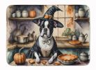 Boston Terrier Fall Kitchen Pumpkins Memory Foam Kitchen Mat Machine Washable Anti-Fatigue Mat Cushion Comfort Bath Mat or Kitchen Rug