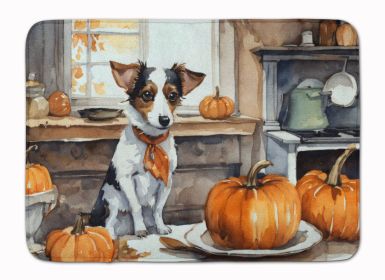 Jack Russell Terrier Fall Kitchen Pumpkins Memory Foam Kitchen Mat Machine Washable Anti-Fatigue Mat Cushion Comfort Bath Mat or Kitchen Rug