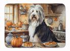 Bearded Collie Fall Kitchen Pumpkins Memory Foam Kitchen Mat Machine Washable Anti-Fatigue Mat Cushion Comfort Bath Mat or Kitchen Rug