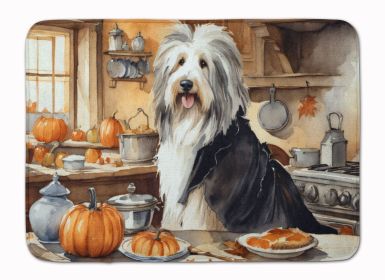 Bearded Collie Fall Kitchen Pumpkins Memory Foam Kitchen Mat Machine Washable Anti-Fatigue Mat Cushion Comfort Bath Mat or Kitchen Rug