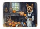 Australian Terrier Fall Kitchen Pumpkins Memory Foam Kitchen Mat Machine Washable Anti-Fatigue Mat Cushion Comfort Bath Mat or Kitchen Rug
