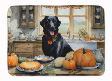 Black Lab Fall Kitchen Pumpkins Memory Foam Kitchen Mat Machine Washable Anti-Fatigue Mat Cushion Comfort Bath Mat or Kitchen Rug