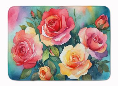 Oklahoma Roses in Watercolor Memory Foam Kitchen Mat Machine Washable Anti-Fatigue Mat Cushion Comfort Bath Mat or Kitchen Rug