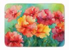 Ohio Scarlet Carnations in Watercolor Memory Foam Kitchen Mat Machine Washable Anti-Fatigue Mat Cushion Comfort Bath Mat or Kitchen Rug