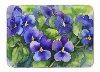 Rhode Island Violets in Watercolor Memory Foam Kitchen Mat Machine Washable Anti-Fatigue Mat Cushion Comfort Bath Mat or Kitchen Rug