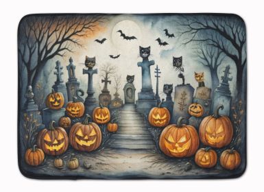 Cat Cemetery Spooky Halloween Memory Foam Kitchen Mat Machine Washable Anti-Fatigue Mat Cushion Comfort Bath Mat or Kitchen Rug