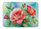 Oklahoma Roses in Watercolor Memory Foam Kitchen Mat Machine Washable Anti-Fatigue Mat Cushion Comfort Bath Mat or Kitchen Rug