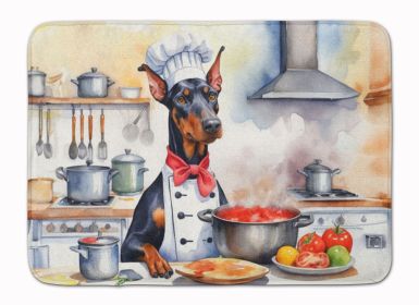 Doberman Pinscher The Chef Memory Foam Kitchen Mat Machine Washable Anti-Fatigue Mat Cushion Comfort Bath Mat or Kitchen Rug