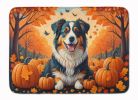 Australian Shepherd Terrier Fall Memory Foam Kitchen Mat Machine Washable Anti-Fatigue Mat Cushion Comfort Bath Mat or Kitchen Rug