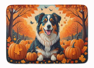Australian Shepherd Terrier Fall Memory Foam Kitchen Mat Machine Washable Anti-Fatigue Mat Cushion Comfort Bath Mat or Kitchen Rug