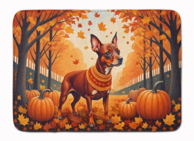 Red Miniature Pinscher Fall Memory Foam Kitchen Mat Machine Washable Anti-Fatigue Mat Cushion Comfort Bath Mat or Kitchen Rug
