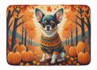 Tricolor Chihuahua Fall Memory Foam Kitchen Mat Machine Washable Anti-Fatigue Mat Cushion Comfort Bath Mat or Kitchen Rug