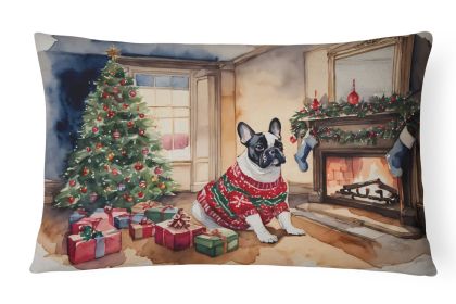 Waiting on Christmas Throw Pillow Throw Pillow for Indoor Couch Bed Outdoor Patio Washable, French Bulldog 1356,12Hx16W