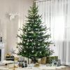 7.5 ft Artificial Christmas Tree, Pine Hinged Xmas Tree with 1218 Realistic Branches, Steel Base, Auto Open, Green
