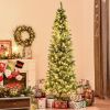 7.5 ft Pre-Lit Snow-Dipped Artificial Christmas Tree with Realistic Branches, 350 LED Lights, Pine Cones, Red Berries and 1075 Tips