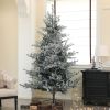 7.5ft Nordic Pine Artificial Christmas Tree with 1218 Snow Flocked Tips, Foldable Metal Stand, Easy Assembly, Hinged Xmas Tree for Home Office Holiday