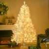 6 ft Tall Prelit Artificial Christmas Tree Holiday DÃ©cor with 638 Branches, 220 Warm White LED Lights, Auto Open, White