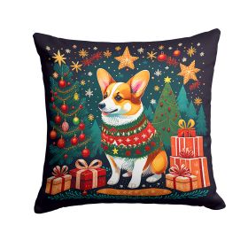 Corgi Christmas Throw Pillow Machine Washable, Indoor Outdoor Decorative Pillow for Couch, Bed or Patio, 14Hx14W