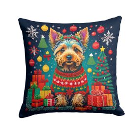 Australian Terrier Christmas Throw Pillow Machine Washable, Indoor Outdoor Decorative Pillow for Couch, Bed or Patio, 14Hx14W