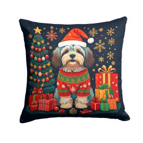 Havanese Christmas Throw Pillow Machine Washable, Indoor Outdoor Decorative Pillow for Couch, Bed or Patio, 14Hx14W