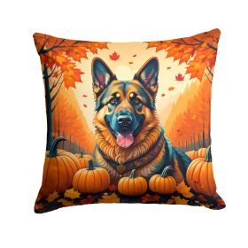 German Shepherd Fall Throw Pillow Machine Washable, Indoor Outdoor Decorative Pillow for Couch, Bed or Patio, 14Hx14W