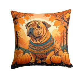 Shar Pei Fall Throw Pillow Machine Washable, Indoor Outdoor Decorative Pillow for Couch, Bed or Patio, 14Hx14W