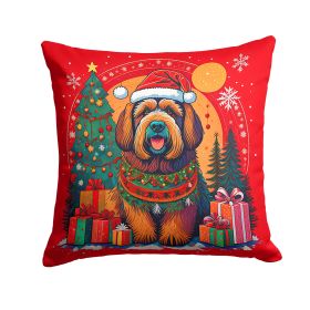 Briard Christmas Throw Pillow Machine Washable, Indoor Outdoor Decorative Pillow for Couch, Bed or Patio, 14Hx14W