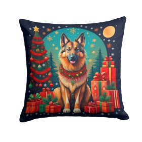 Belgian Tervuren Christmas Throw Pillow Machine Washable, Indoor Outdoor Decorative Pillow for Couch, Bed or Patio, 14Hx14W