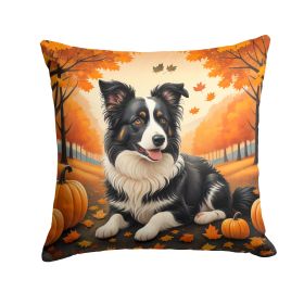 Border Collie Fall Throw Pillow Machine Washable, Indoor Outdoor Decorative Pillow for Couch, Bed or Patio, 14Hx14W