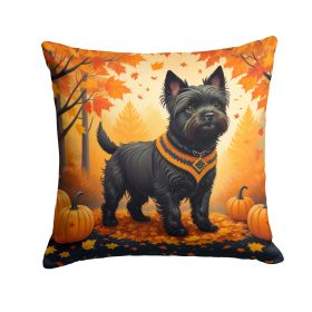 Black Cairn Terrier Fall Throw Pillow Machine Washable, Indoor Outdoor Decorative Pillow for Couch, Bed or Patio, 14Hx14W