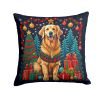 Golden Retriever Christmas Throw Pillow Machine Washable, Indoor Outdoor Decorative Pillow for Couch, Bed or Patio, 14Hx14W