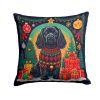 Black Cocker Spaniel Christmas Throw Pillow Machine Washable, Indoor Outdoor Decorative Pillow for Couch, Bed or Patio, 14Hx14W
