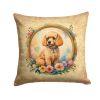 Poodle and Flowers Throw Pillow Machine Washable, Indoor Outdoor Decorative Pillow for Couch, Bed or Patio, 14Hx14W