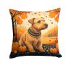 Lakeland Terrier Fall Throw Pillow Machine Washable, Indoor Outdoor Decorative Pillow for Couch, Bed or Patio, 14Hx14W