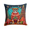 Boxer Christmas Throw Pillow Machine Washable, Indoor Outdoor Decorative Pillow for Couch, Bed or Patio, 14Hx14W
