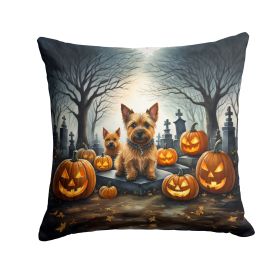 Norwich Terrier Spooky Halloween Throw Pillow Machine Washable, Indoor Outdoor Decorative Pillow for Couch, Bed or Patio, 14Hx14W