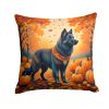Belgian Sheepdog Fall Throw Pillow Machine Washable, Indoor Outdoor Decorative Pillow for Couch, Bed or Patio, 14Hx14W