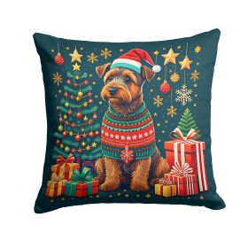 Welsh Terrier Christmas Throw Pillow Machine Washable, Indoor Outdoor Decorative Pillow for Couch, Bed or Patio, 14Hx14W