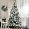 7.5 ft Tall Unlit Snow Flocked Pine Artificial Christmas Tree with Realistic Branches, Green
