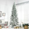 9ft Unlit Snow Flocked Pine Artificial Christmas Tree with Realistic Branches and 1159 Tips, Green