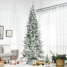 9ft Unlit Snow Flocked Pine Artificial Christmas Tree with Realistic Branches and 1159 Tips, Green